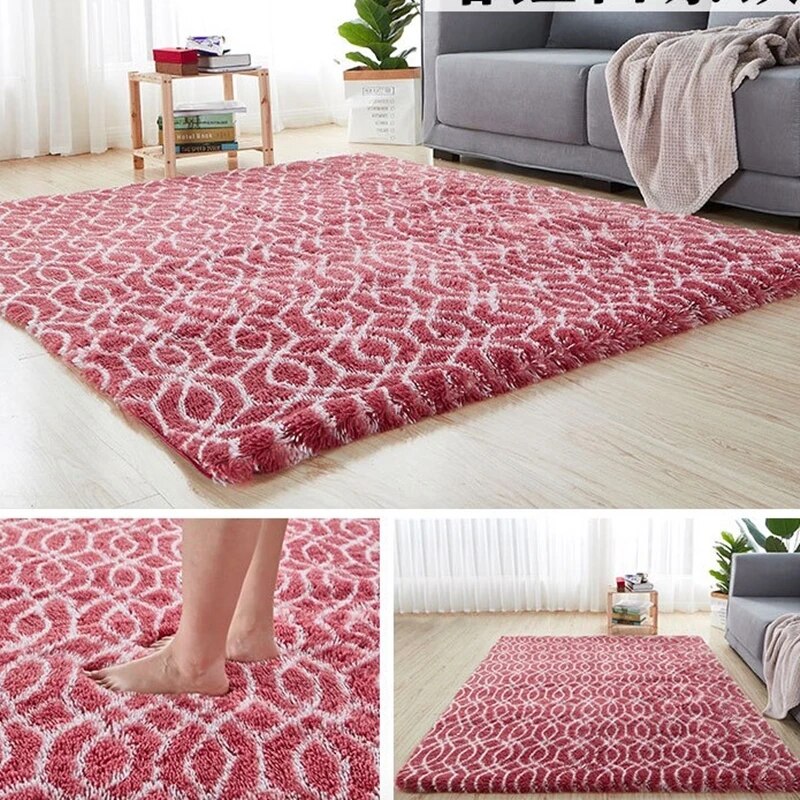 Tapis Shaggy Rectangulaire avec Motifs Doux et Moelleux