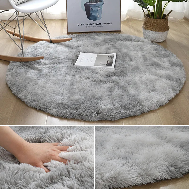 Tapis Shaggy Rond à Poil Long Classique