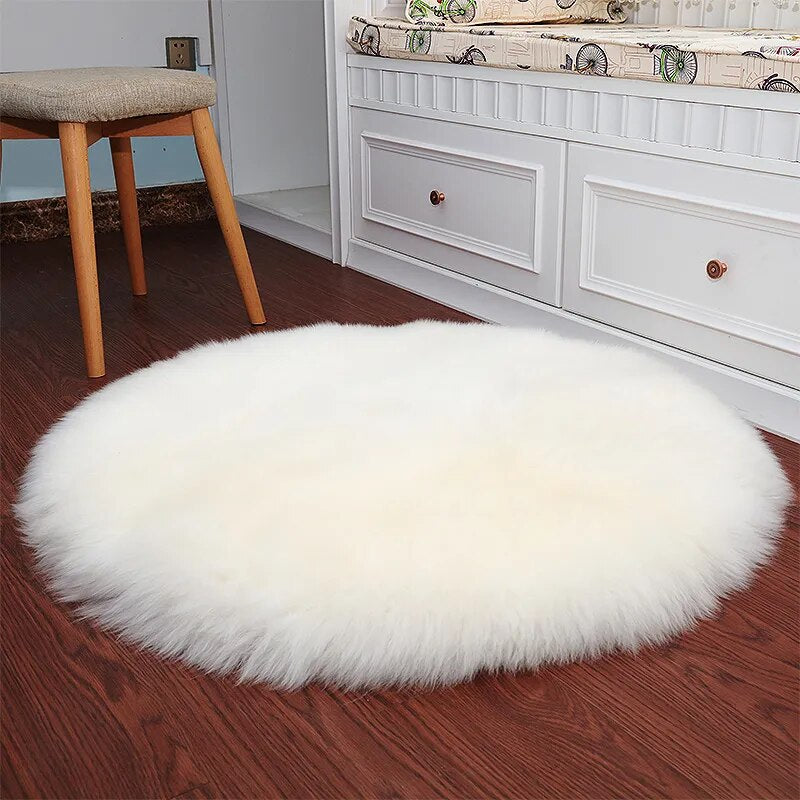 Tapis Shaggy Rond à Poil Long, Doux et Moelleux