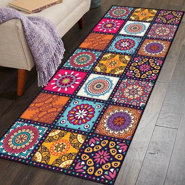 Tapis Anti-Dérapant avec Motif Mandala