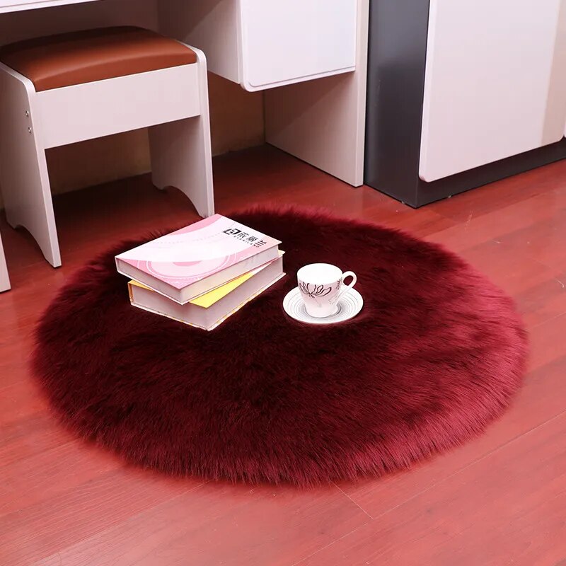 Tapis Shaggy Rond à Poil Long, Doux et Moelleux