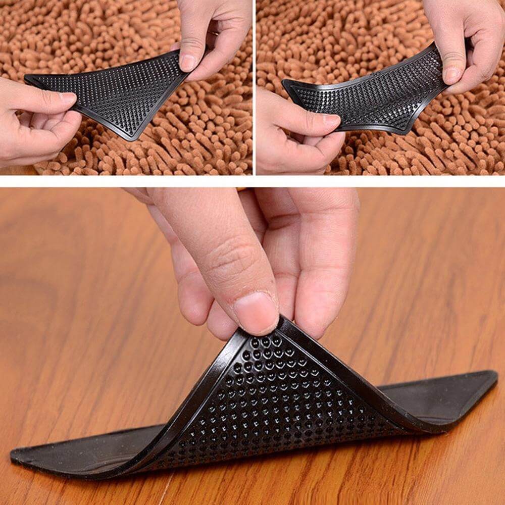 Patins antidérapants réutilisables pour tapis - Lot de 4