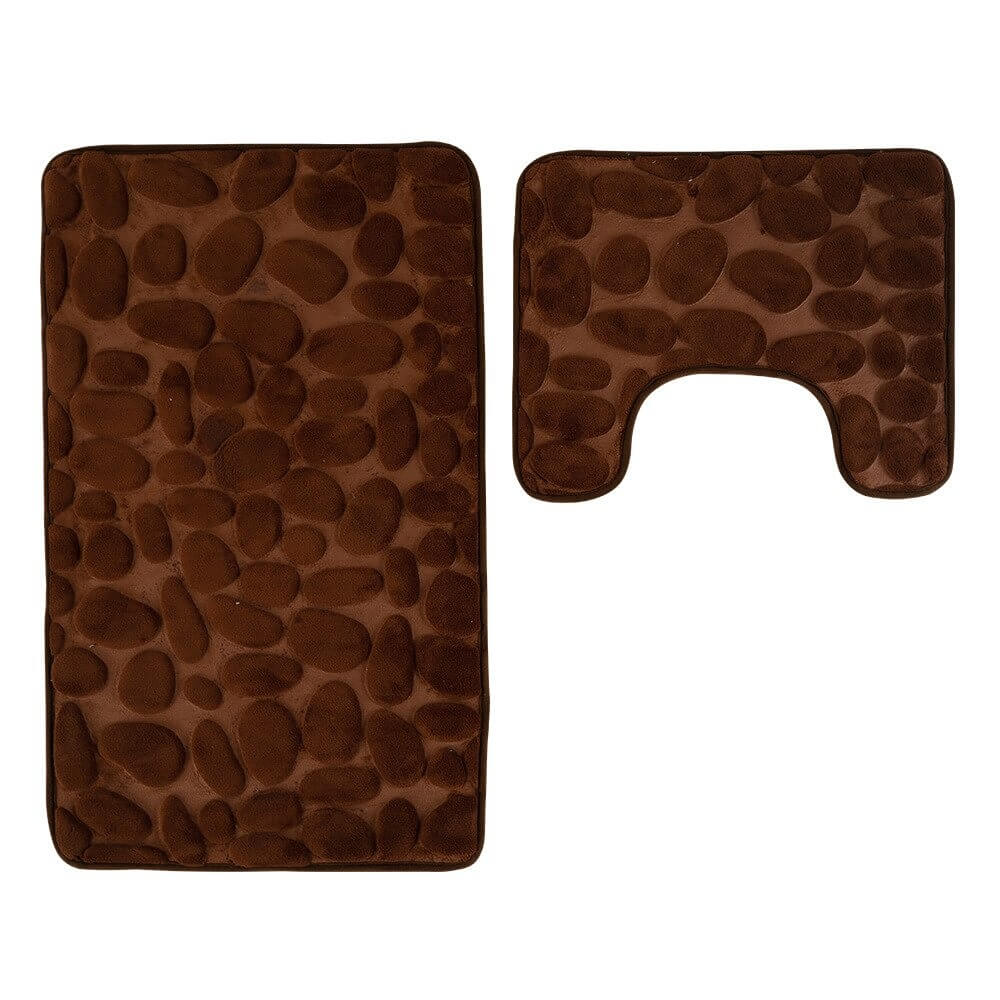 Tapis de bain antidérapants mémoire de forme galets - Set 2 pièces