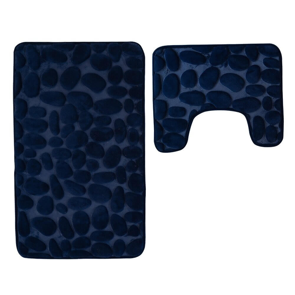 Tapis de bain antidérapants mémoire de forme galets - Set 2 pièces
