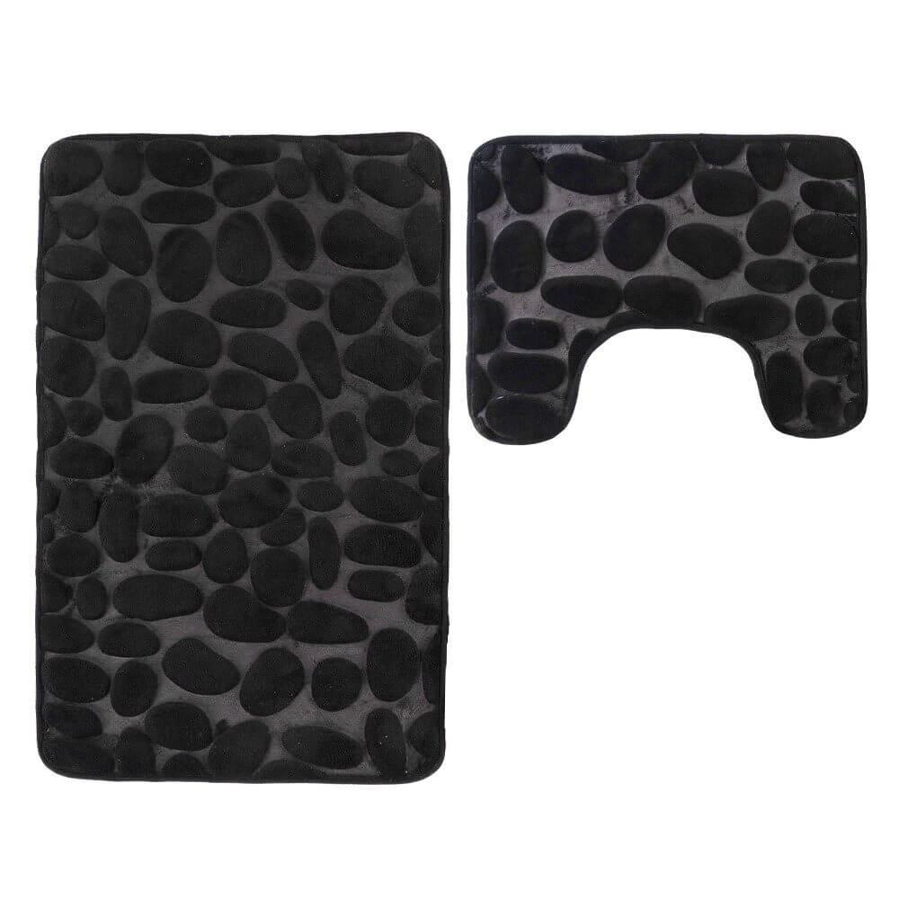 Tapis de bain antidérapants mémoire de forme galets - Set 2 pièces