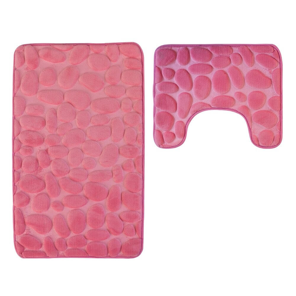 Tapis de bain antidérapants mémoire de forme galets - Set 2 pièces