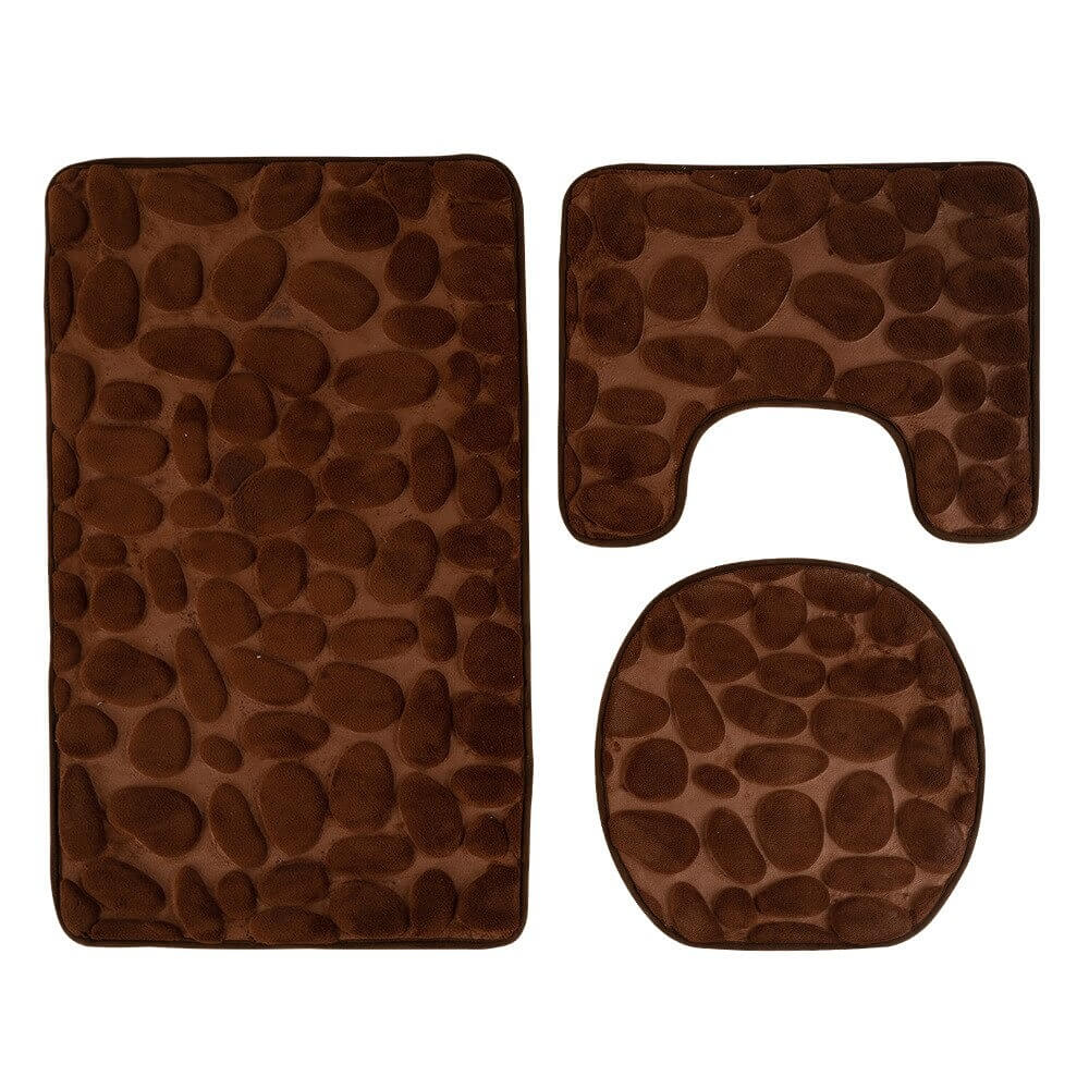 Tapis de bain antidérapants mémoire de forme galets - Set 3 pièces