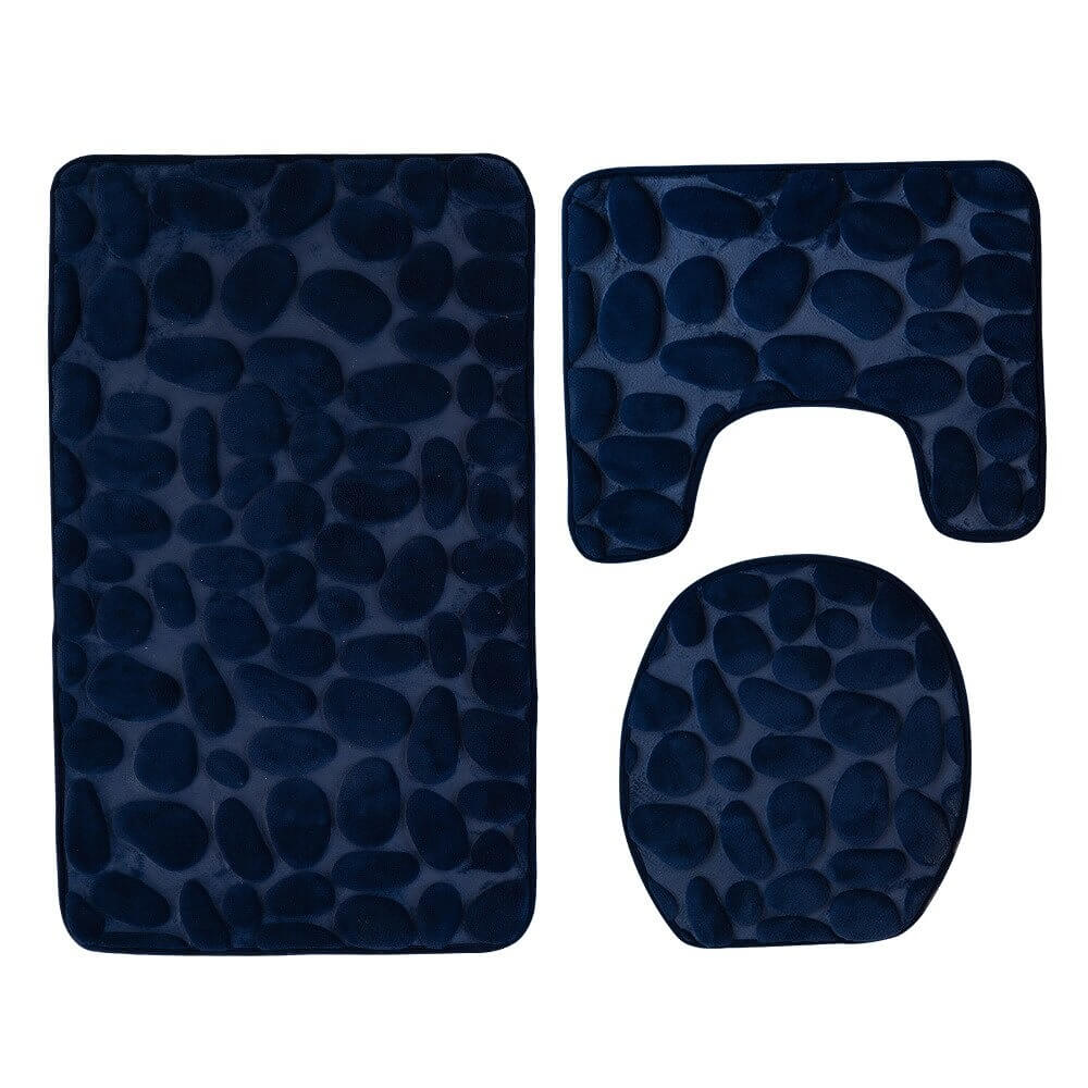 Tapis de bain antidérapants mémoire de forme galets - Set 3 pièces