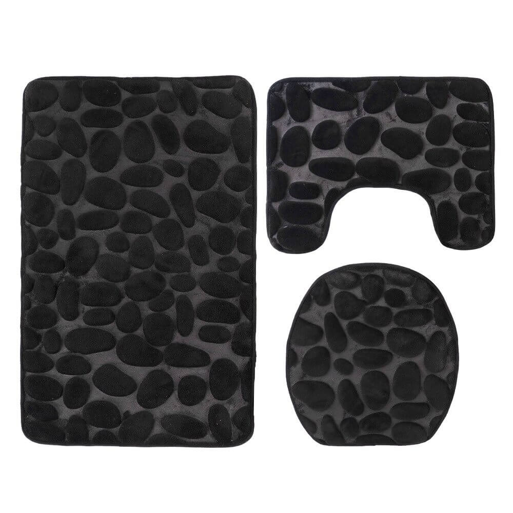 Tapis de bain antidérapants mémoire de forme galets - Set 3 pièces
