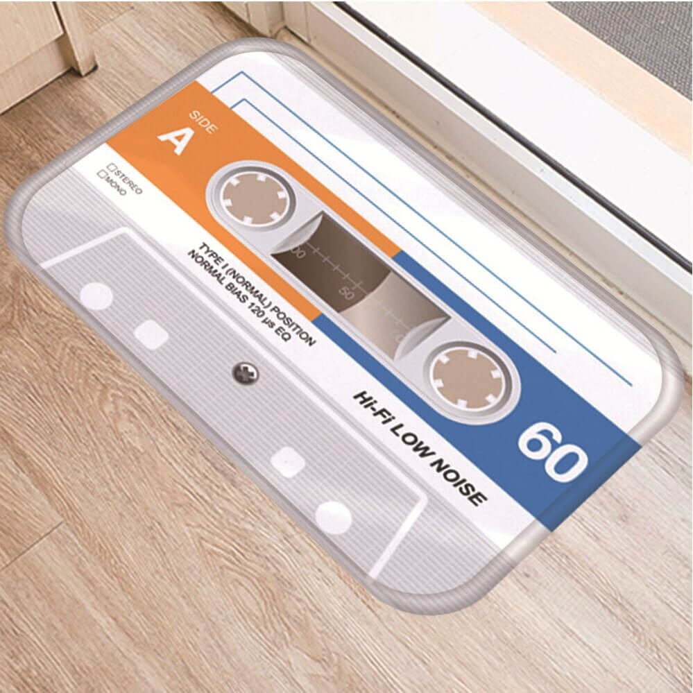 Tapis de bain antidérapant moelleux retro - Cassette Audio