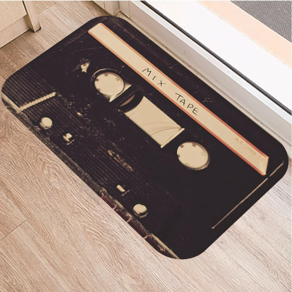 Tapis de bain antidérapant moelleux retro - Cassette Audio
