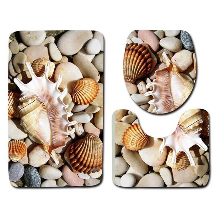 Tapis de bain antidérapant moelleux marin - Set 3 pièces