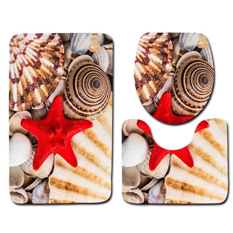 Tapis de bain antidérapant moelleux marin - Set 3 pièces