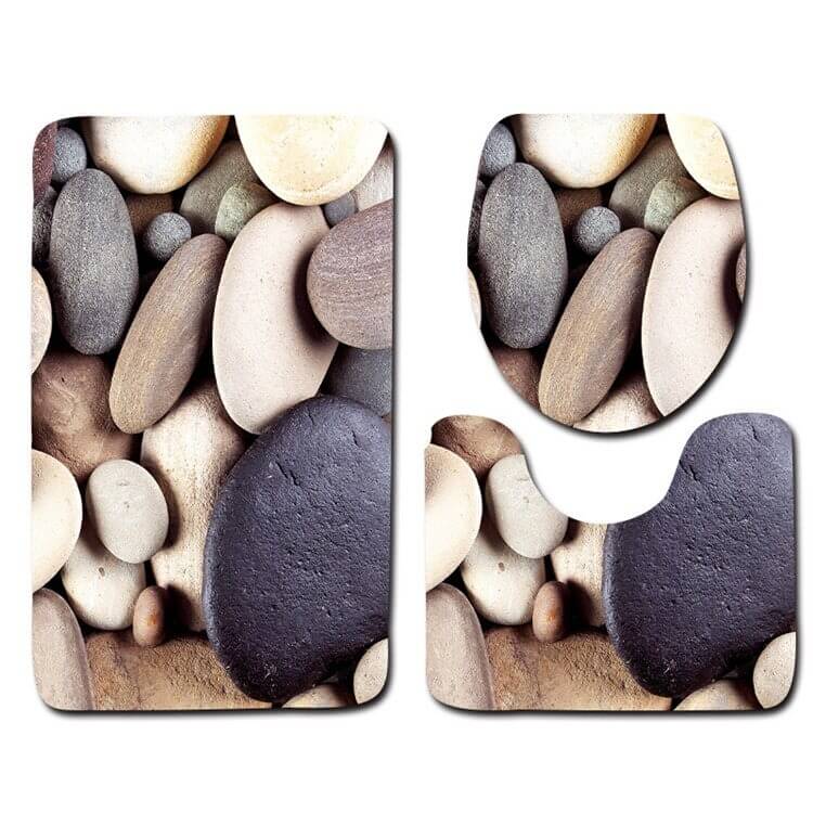 Tapis de bain antidérapant moelleux marin - Set 3 pièces