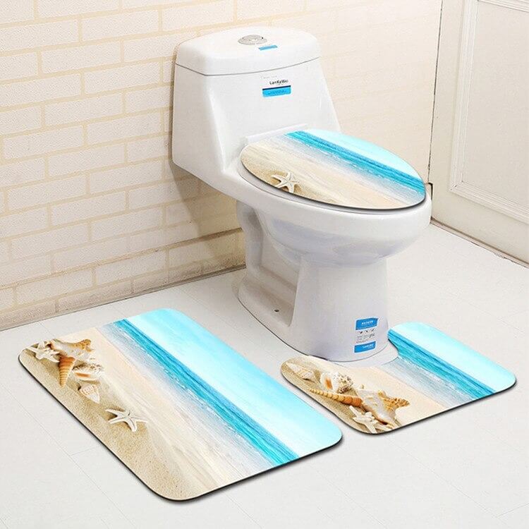 Tapis de bain antidérapant moelleux marin - Set 3 pièces