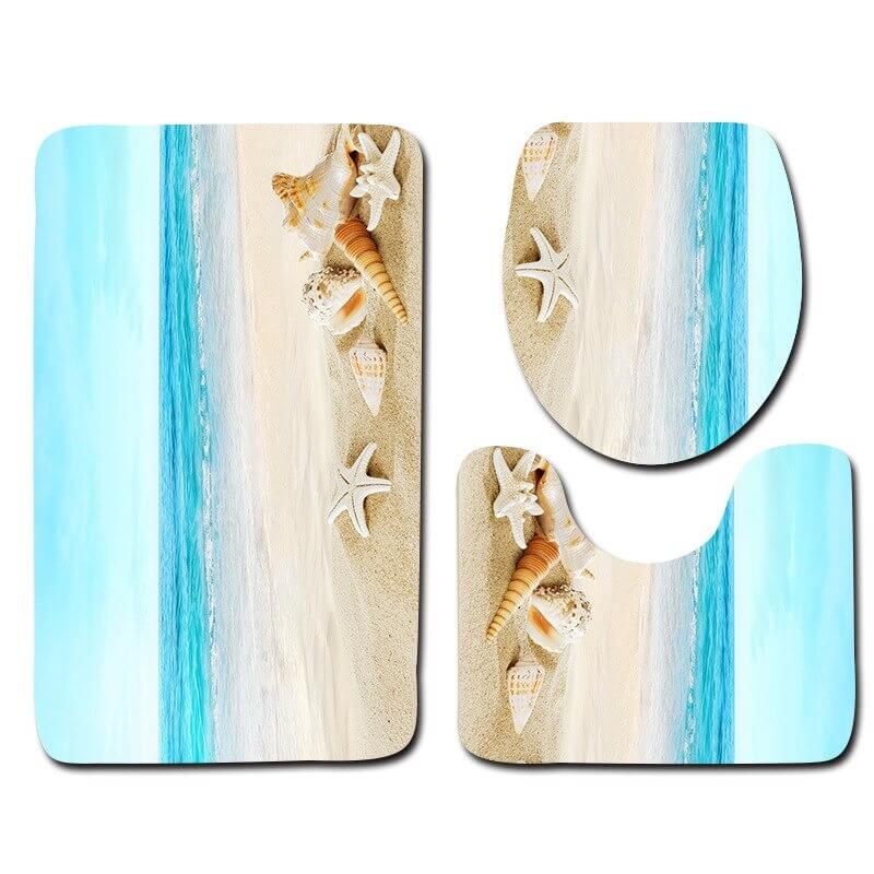 Tapis de bain antidérapant moelleux marin - Set 3 pièces