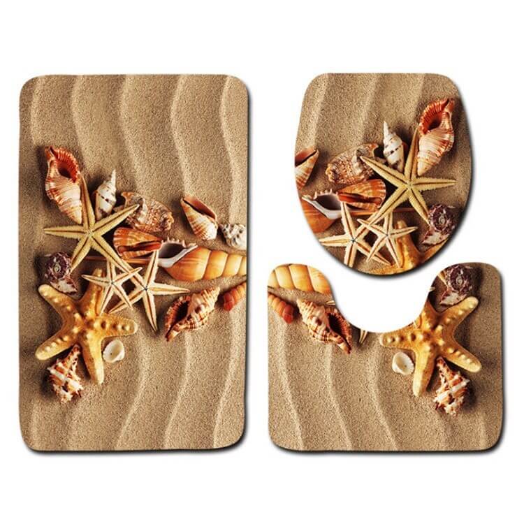 Tapis de bain antidérapant moelleux marin - Set 3 pièces