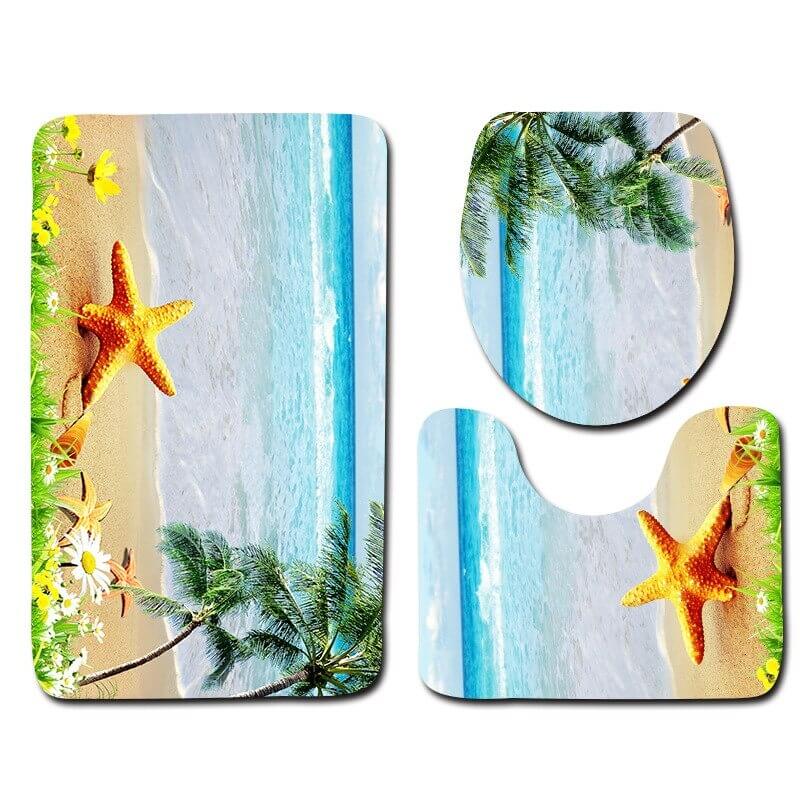 Tapis de bain antidérapant moelleux marin - Set 3 pièces